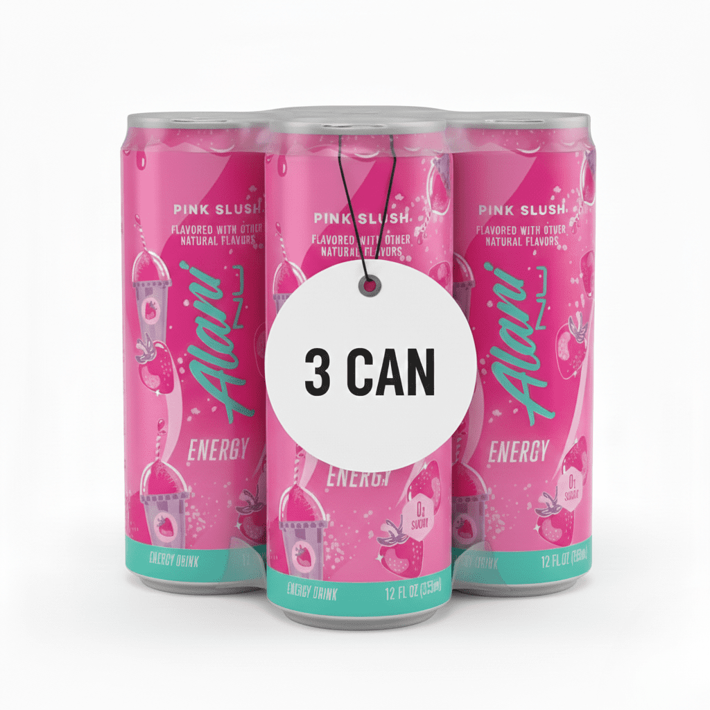 Energy Drinks Pink Slush Zero Suger, Low - Calorie, Energy Boost Drinks 12 oz (3 Pack) Repackaged By * PickAndGo*