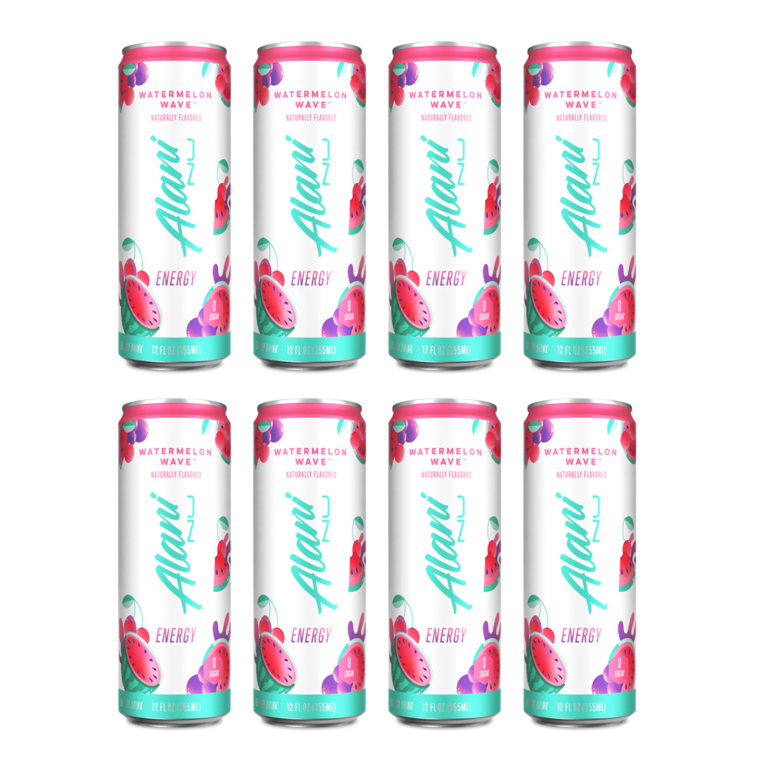 Energy Drink Watermelon Wave Flavor 12 fl oz Cans, 8 Pack Low Calorie Sugar Free Energy Beverage