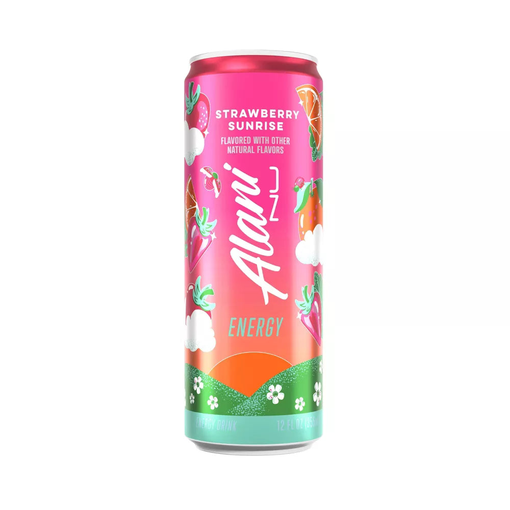 Strawberry Sunrise Energy Drink, 12 fl oz Cans, Pack of 6