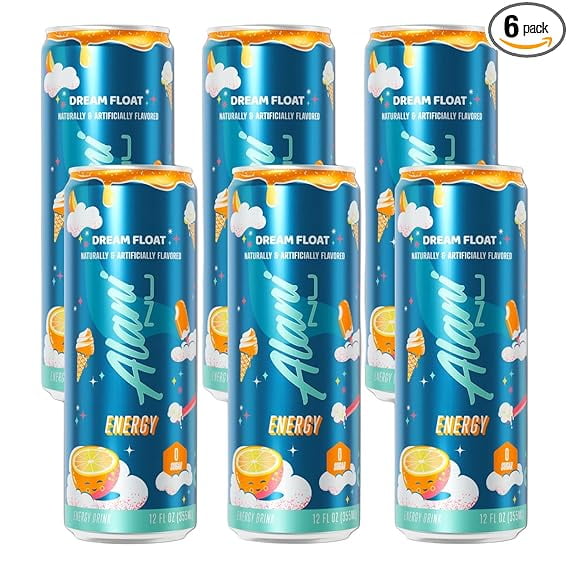 Sugar Free Energy Drink, Dream Float, 12 fl oz Can (6 Pack)