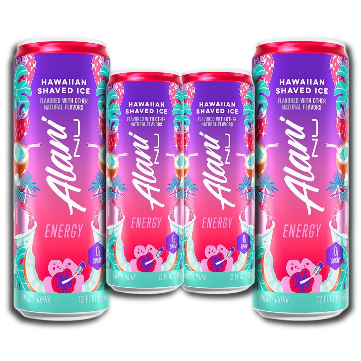 Energy Drink, Hawaiian Shaved Ice, 12 fl oz (4 Can)