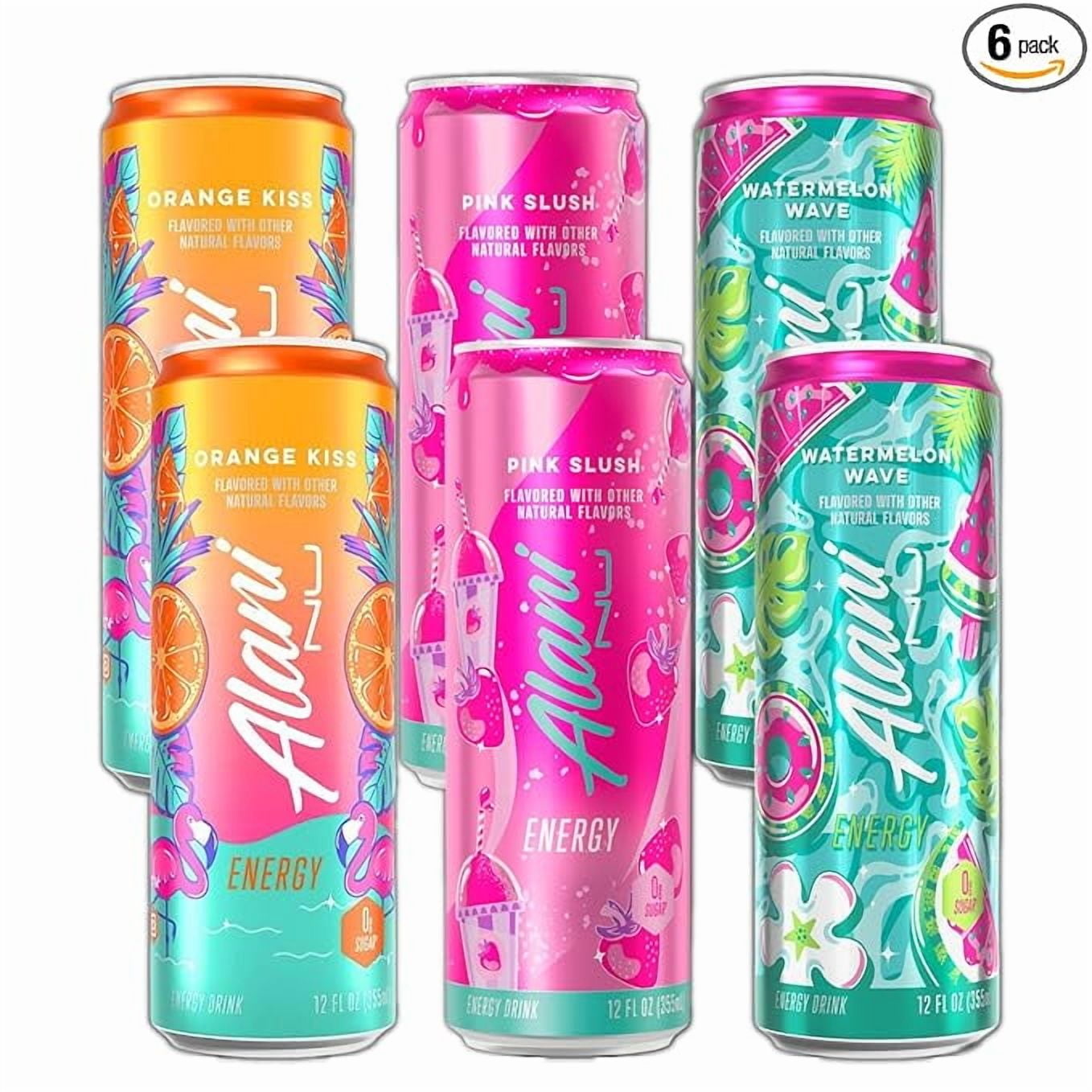 New Energy Drinks Variety Pack Watermelon Wave, Pink Slush, Orange Kiss Flavors Sugar-Free, Low-Calorie, 200mg Caffeine, Energy Boost Drink 12 fl oz (Pack of 6)