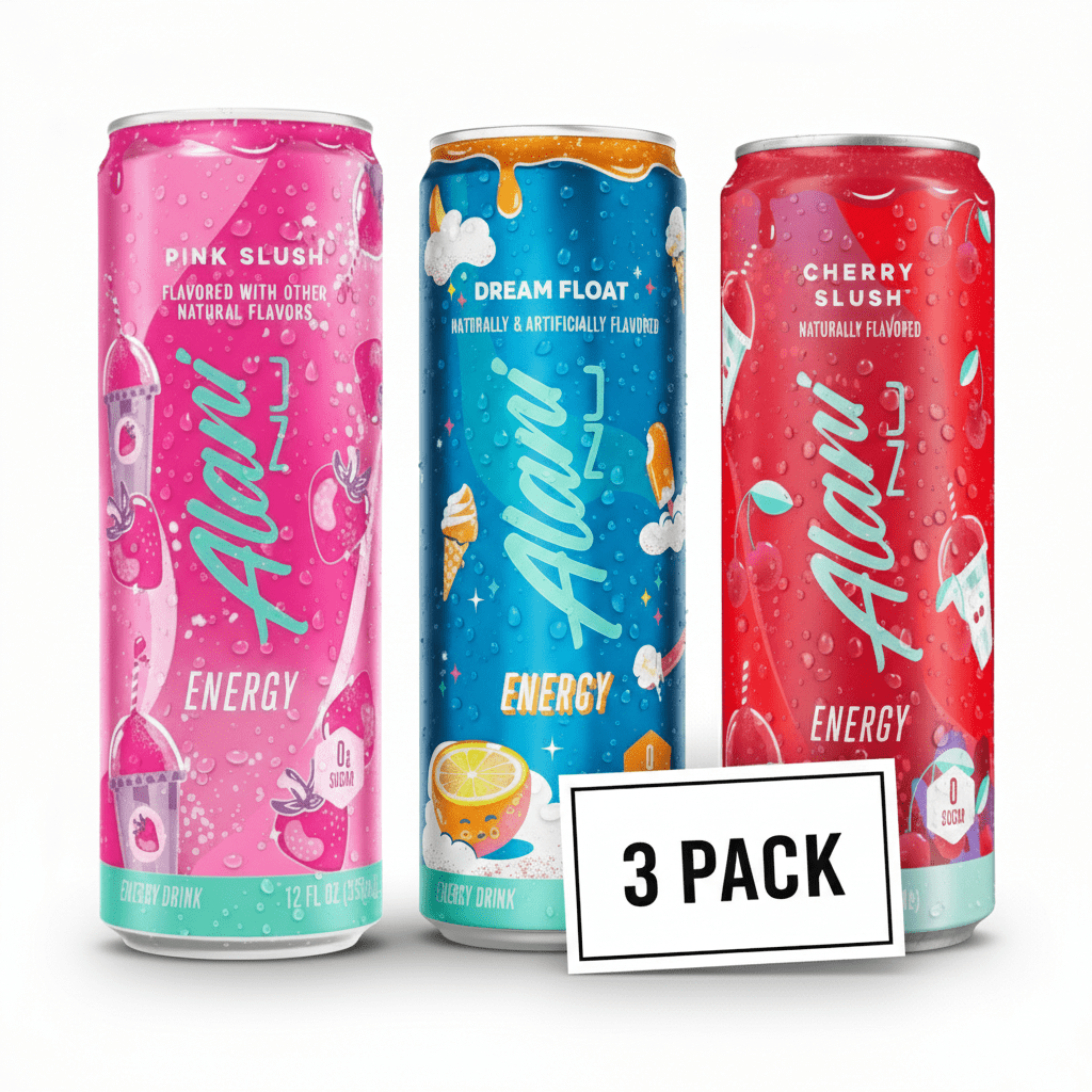 Energy Drink Variety Pack, 12 fl oz Cans (Pack of 3), Pink Slush, Dream Float & Cherry Slush, Zero Sugar, 200mg Caffeine