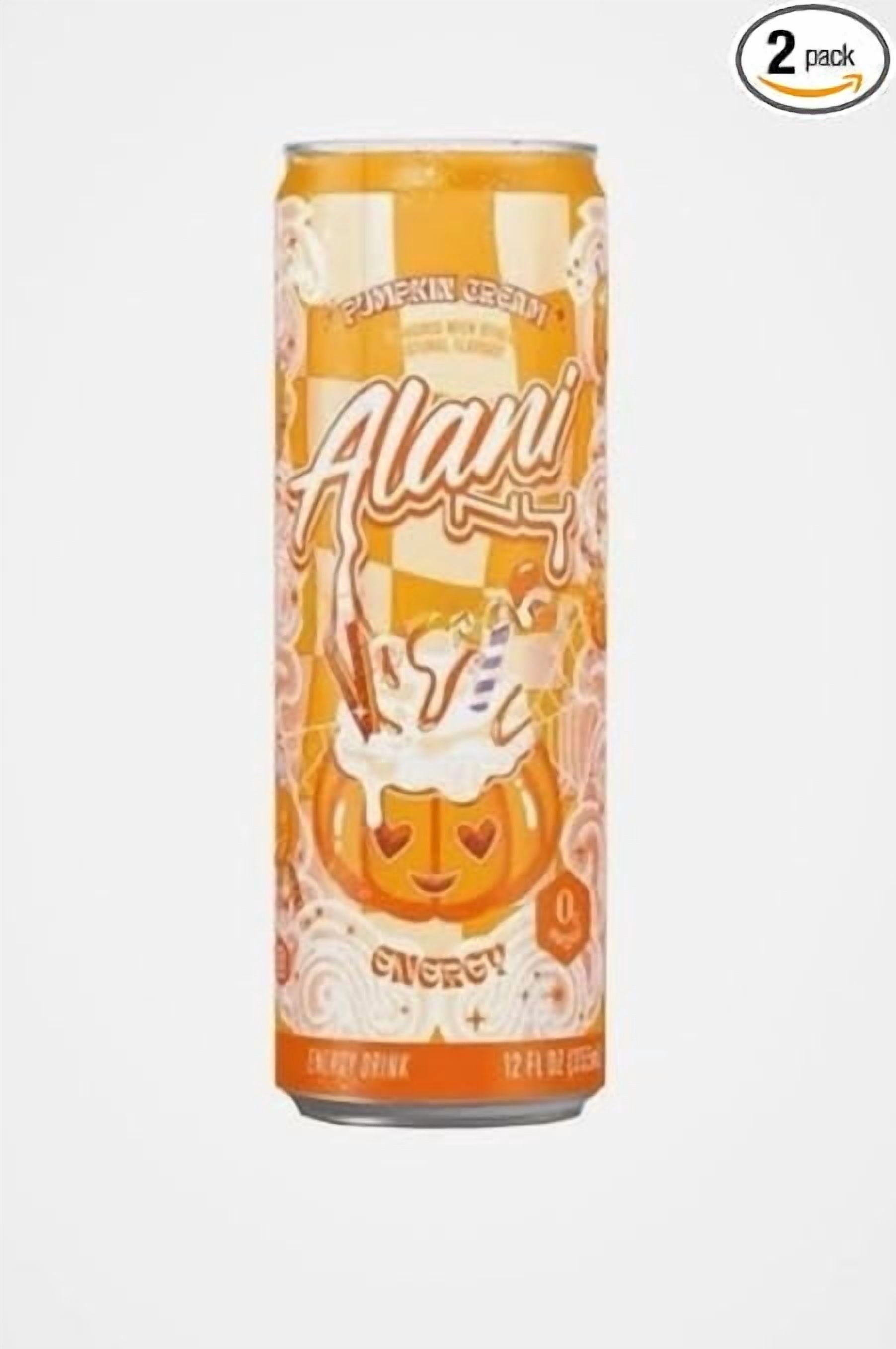 Energy Drink Pumpkin Cream, Sugar Free, Low Calorie Energy Drinks, 12 Fl Oz Cans, 2 Cans!