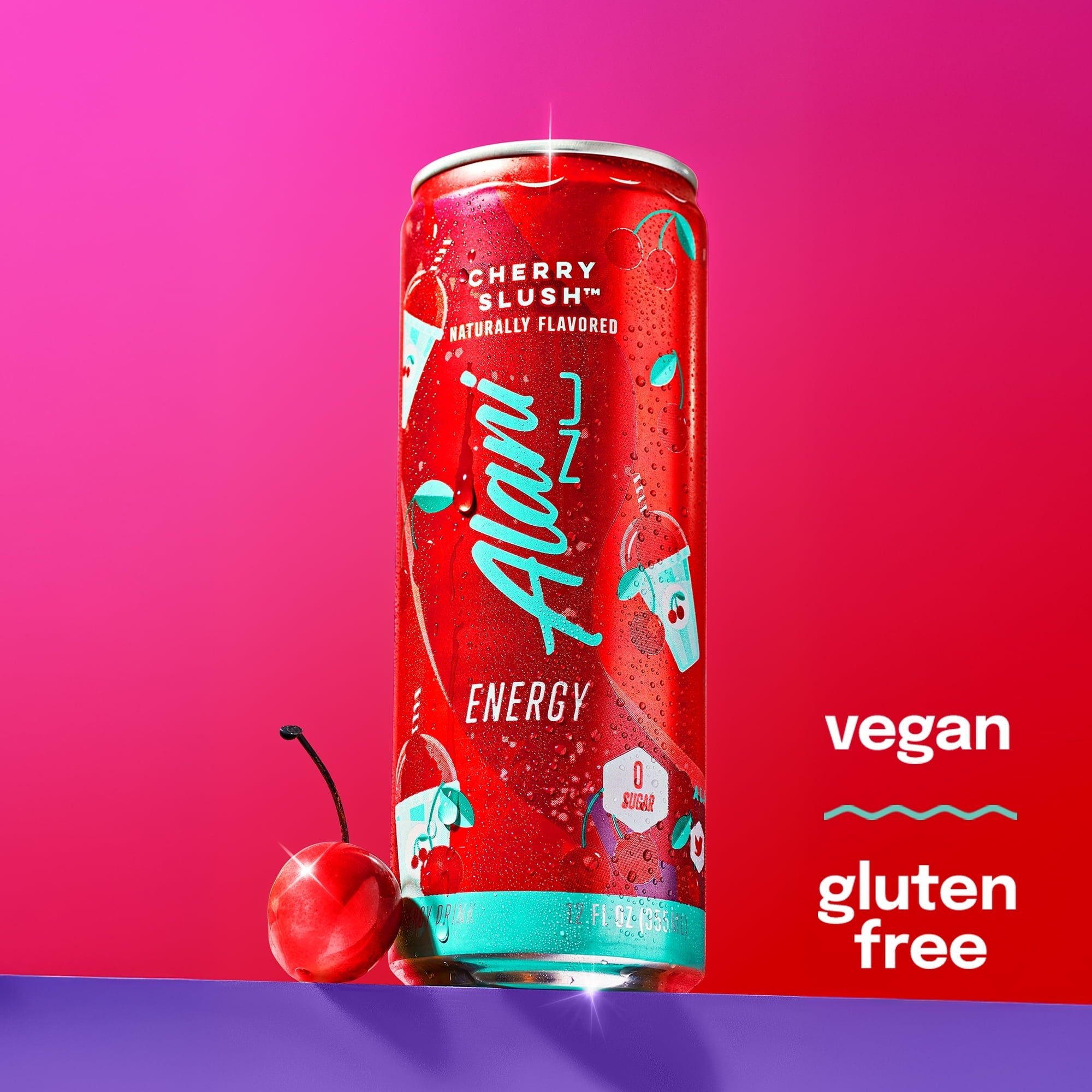 Sugar Free Energy Drink, Cherry Slush, 12 fl oz, Can, (Packs of 4)