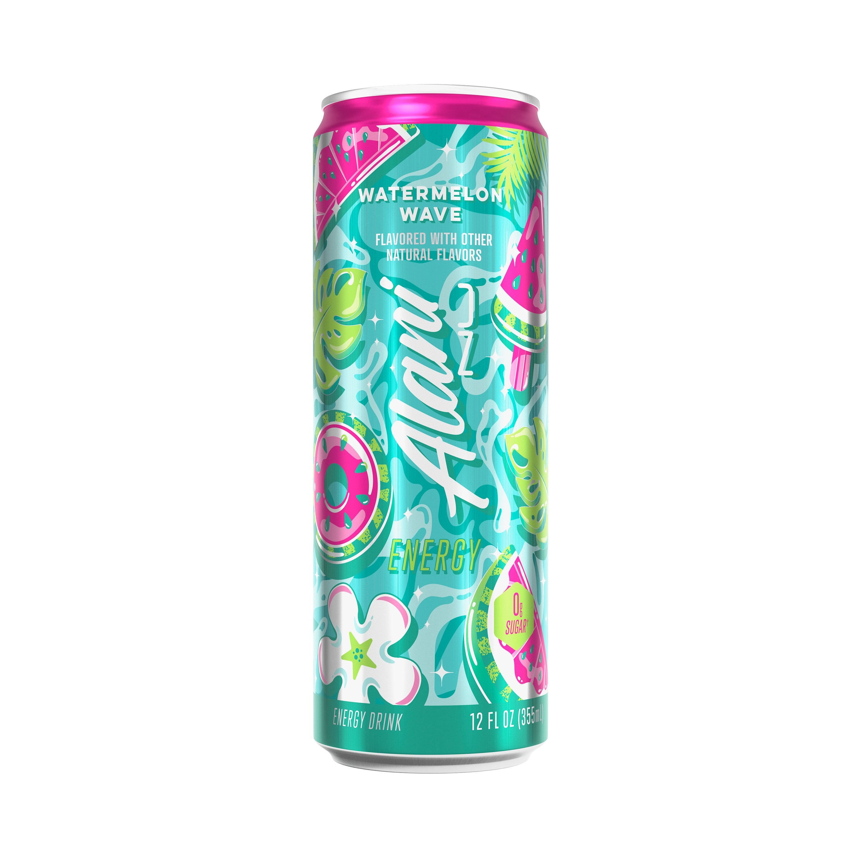 Pack of 2 Nu Zero Sugar Energy Drink - Watermelon Wave, 12 oz (Package May Vary)