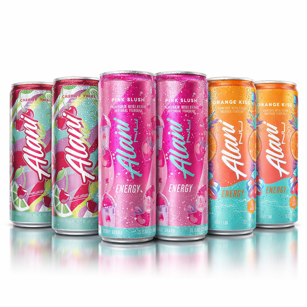 Sugar Free Energy Drinks Variety Pack, Pink Slush, orange kiss, cherry twist, Low - Calorie, Energy Boost Drinks 12 oz (Pack Of 6)
