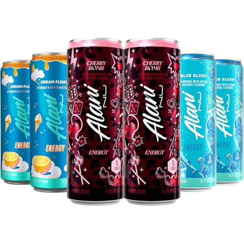 New Energy Drinks Cherry bomb, Dream Float, Blue Slush - Limited Edition Flavors - Variety Pack, Sugar-Free, Low-Calorie, 200mg Caffeine, Energy Boost Drink 12 fl oz (Pack of 6)