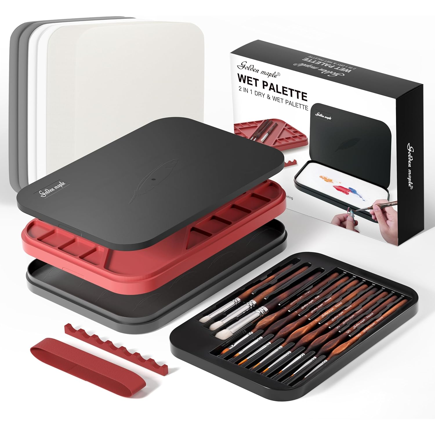Wet Pallet for Painting Miniatures - 2 in 1 Dry and Wet Palette with Lid, Including 11 Miniature Paint B...