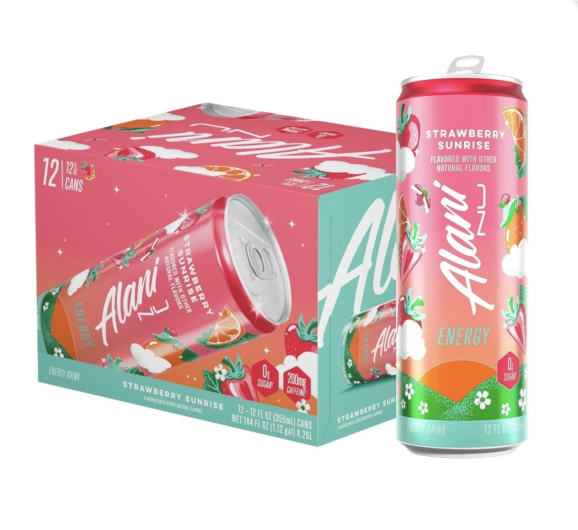 (2) Nu Energy Drink Strawberry Sunrise 200mg Caffeine 12 Pack 12 Fl Oz