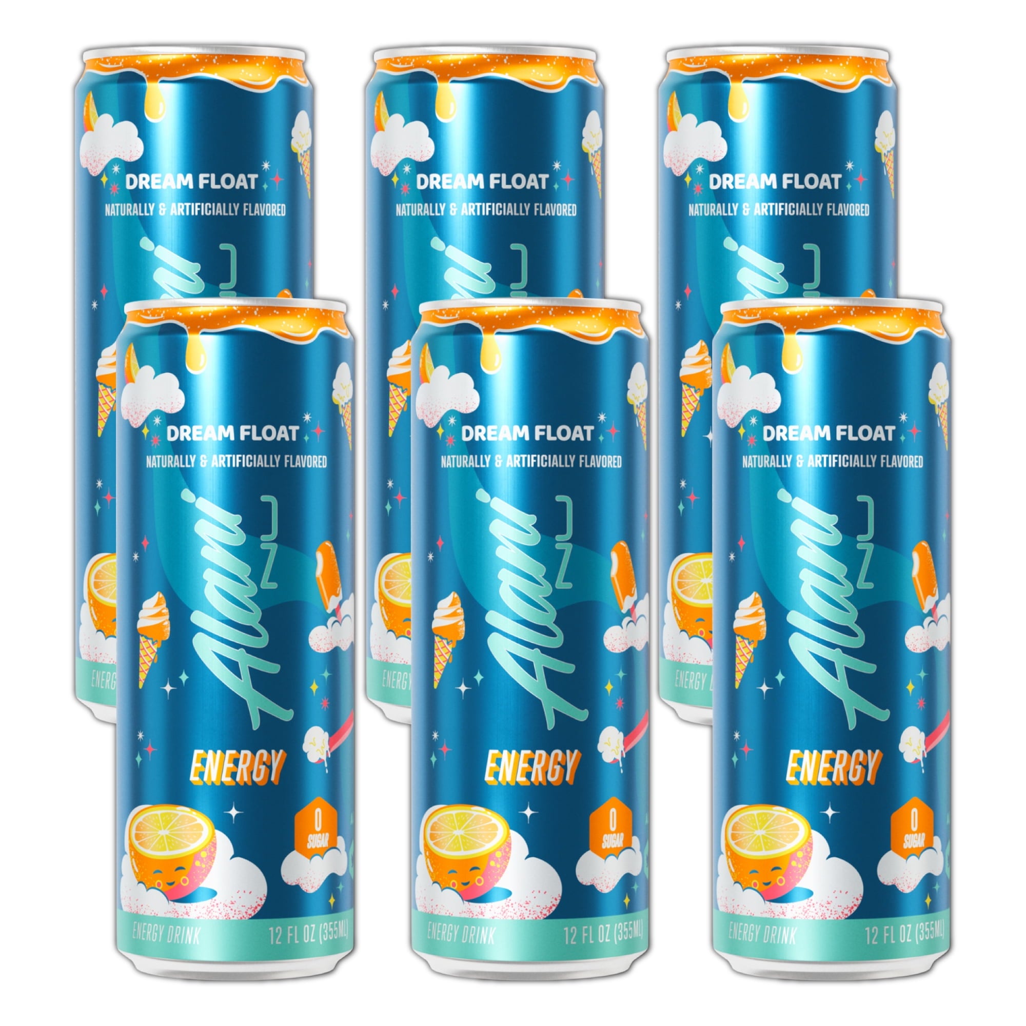 Energy Drinks Dream Float Zero Suger, Low - Calorie, Energy Boost Drinks 12 oz (6 Pack)