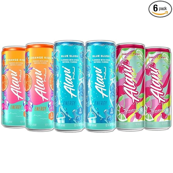 New Energy Drinks Blue Slush, Orange Kiss, Cherry Twist New Flavors Variety Pack Sugar-Free, Low-Calorie, 200mg Caffeine, Energy Boost Drinks 12 fl oz (Pack of 6)