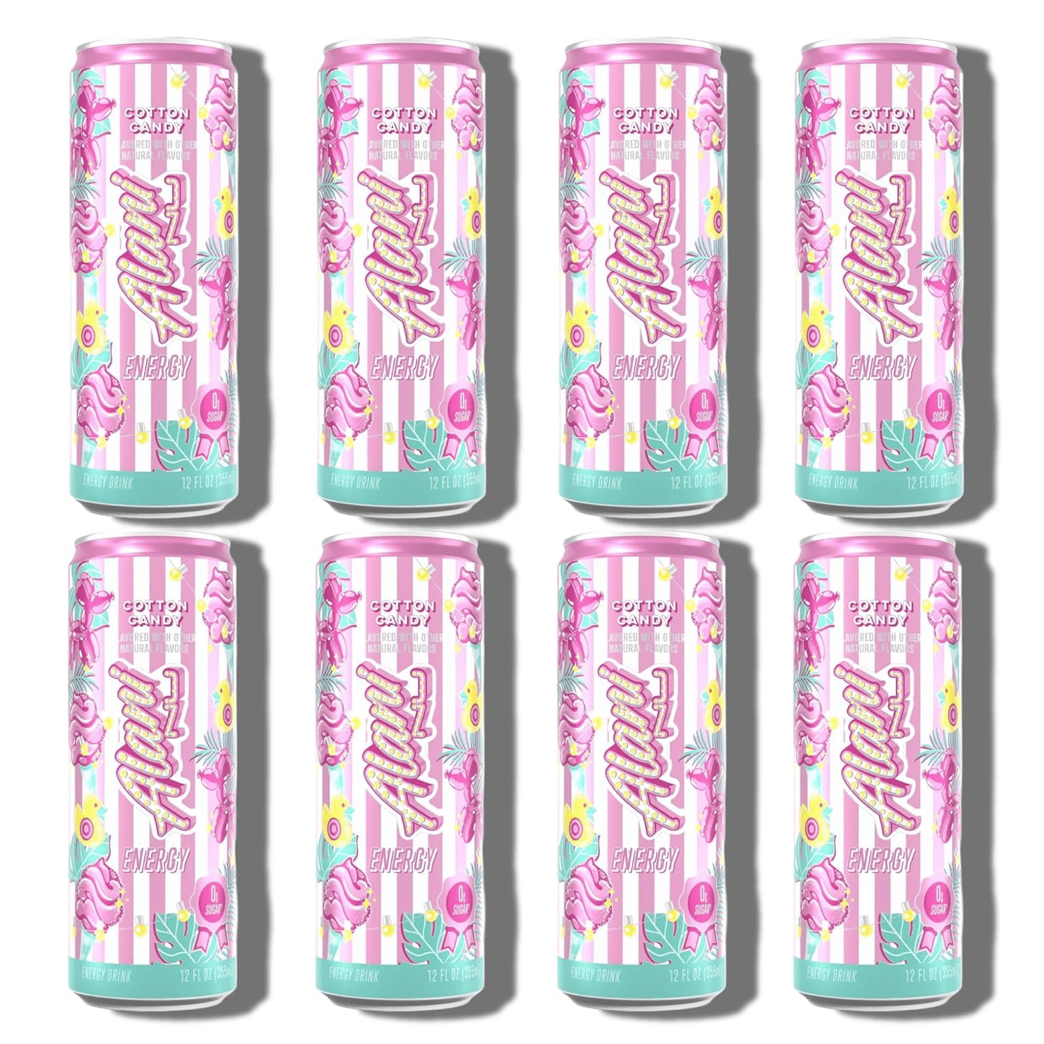 Energy Drink Cotton Candy, Sugar Free, Low Calorie Energy Drinks, 12 Fl Oz Cans, 8 Pack