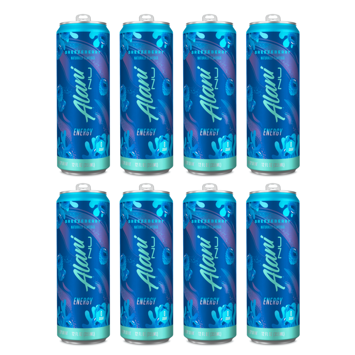 Energy Drink Breezeberry Flavor 12 fl oz Cans, 8 Pack Low Calorie Sugar Free Energy Beverage