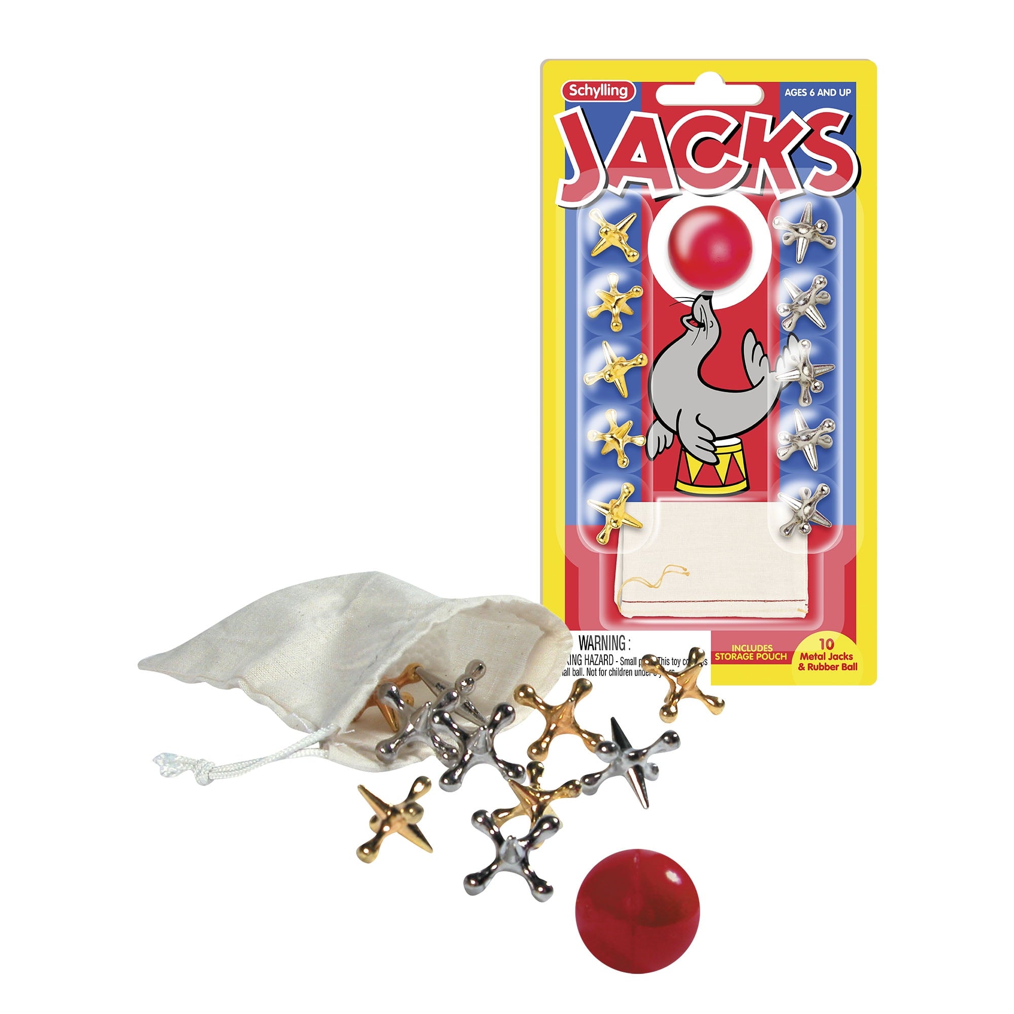 Old Fashioned Metal Jacks & Rubber Ball Game, Novelty & Gag Toys for 6+