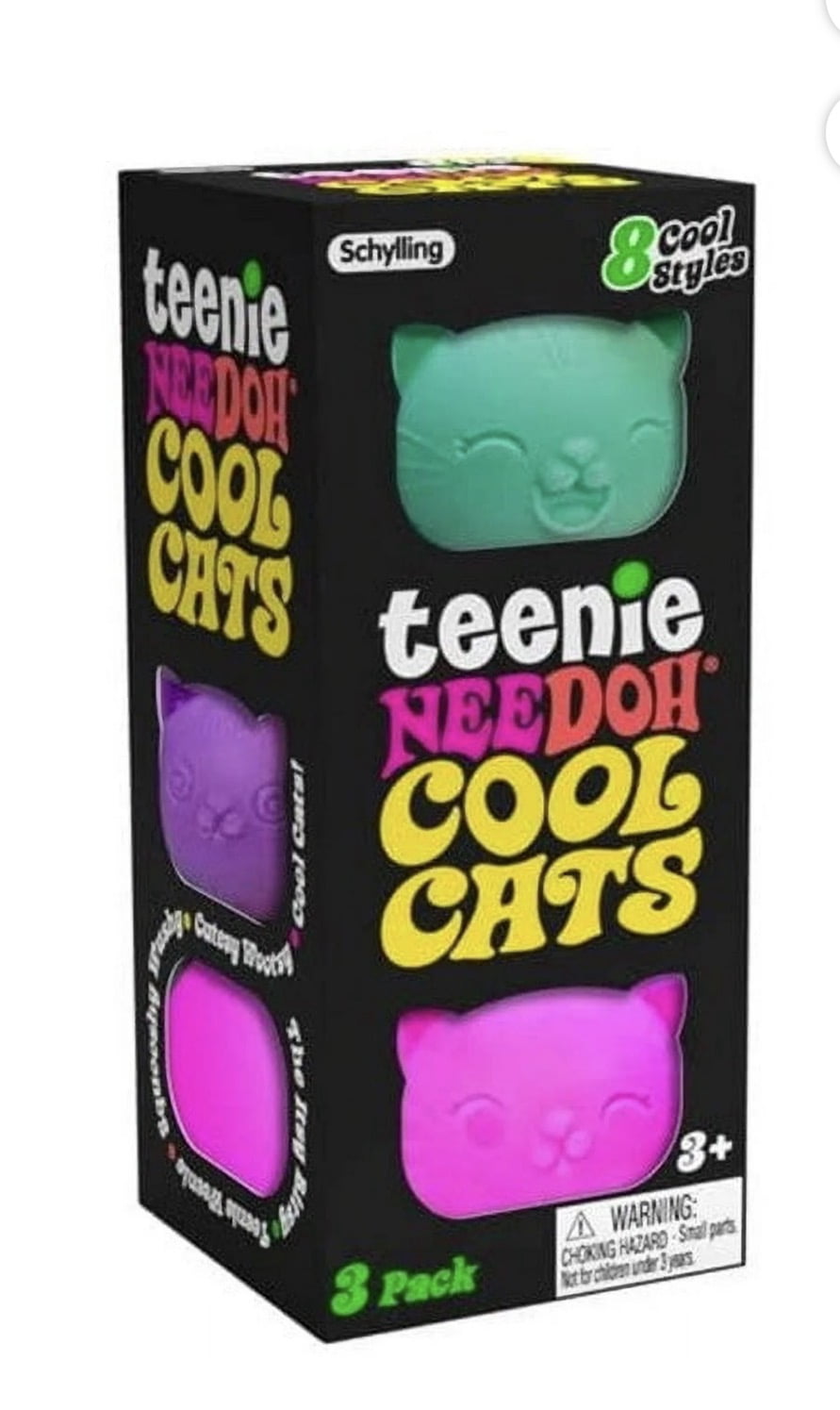 Teenie cool cat sQUSHI, STRESS RELIEVER, FIDGET, SENSORY BALL, COLORS MAY VARY, 3 cats PER PACK