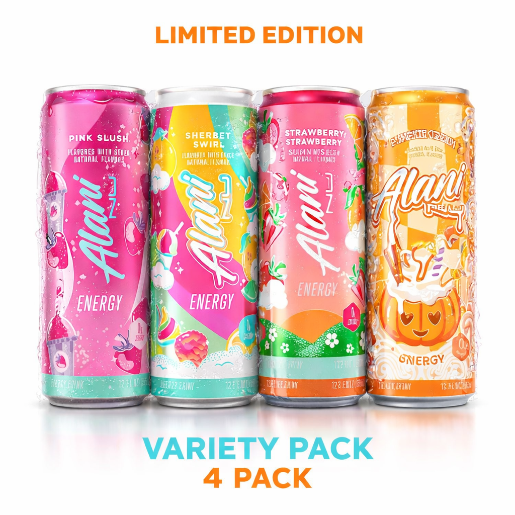 Energy Drink Variety Pack, Limited Addition Pumpkin Cream,Strawberry Sunrise, Sherbet Swirl, Pink Slush, 12 fl oz (4 Pack)