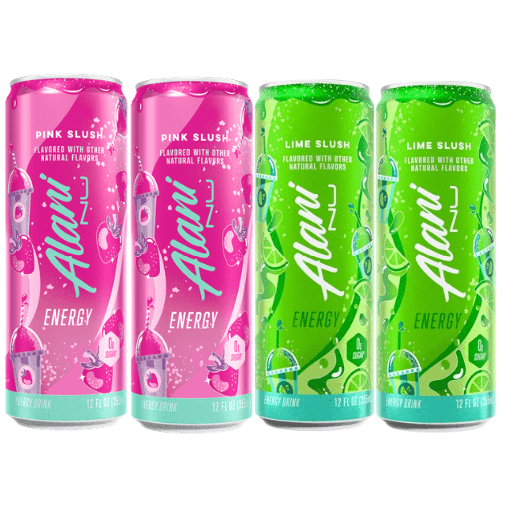 New Energy Drinks (Limited Edition) Lime Slush, Pink Slush Variety Pack Sugar-Free, Low-Calorie, Energy Boost Drink 12 fl oz (Pack of 4) Repackaged By * PickAndGo*
