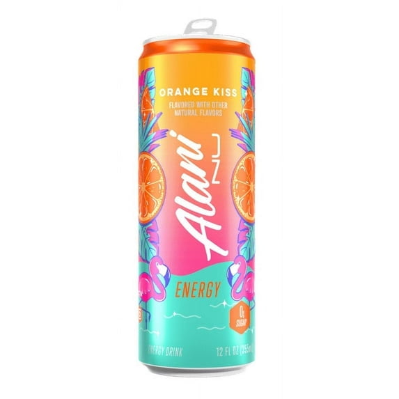Sugar Free Energy Drink, Orange Kiss, 12 fl oz, Can, 200mg Caffeine-2Pack
