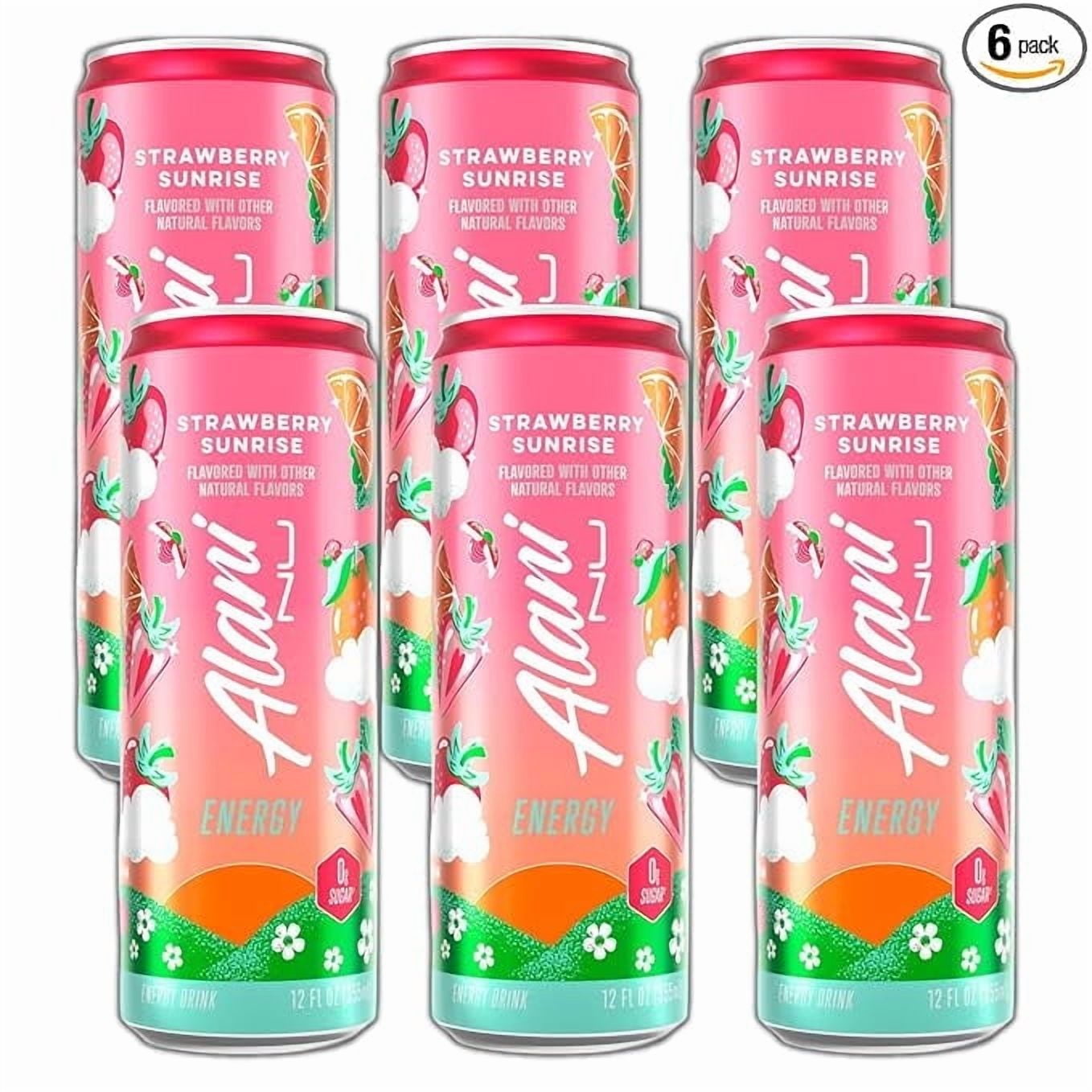 New Energy Drinks Strawberry Sunrise Low - Calorie, Zero Suger, Energy Boost Drinks 12 oz (6 Pack)