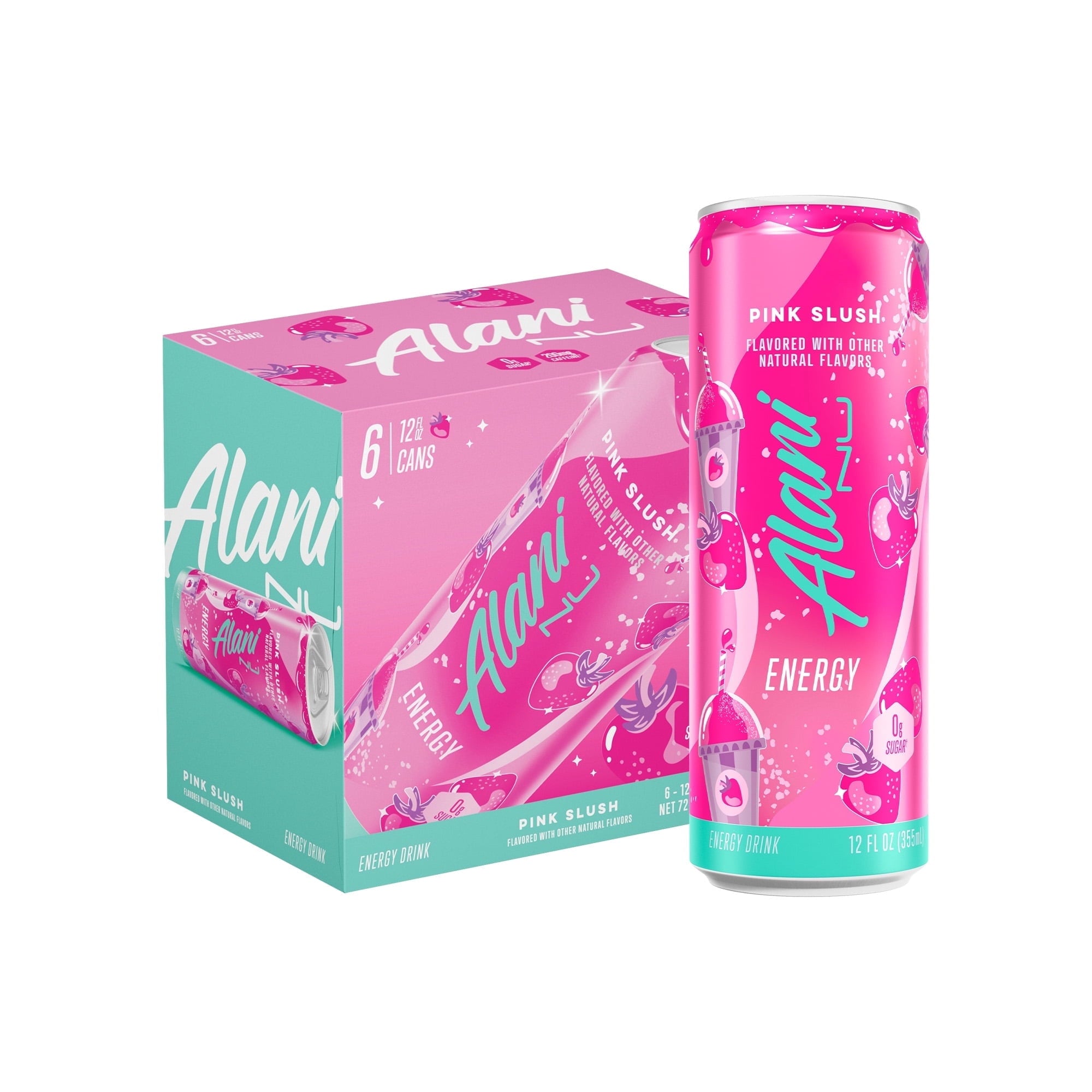 Sugar Free Energy Drink, Pink Slush 12oz Can (6 Pack)