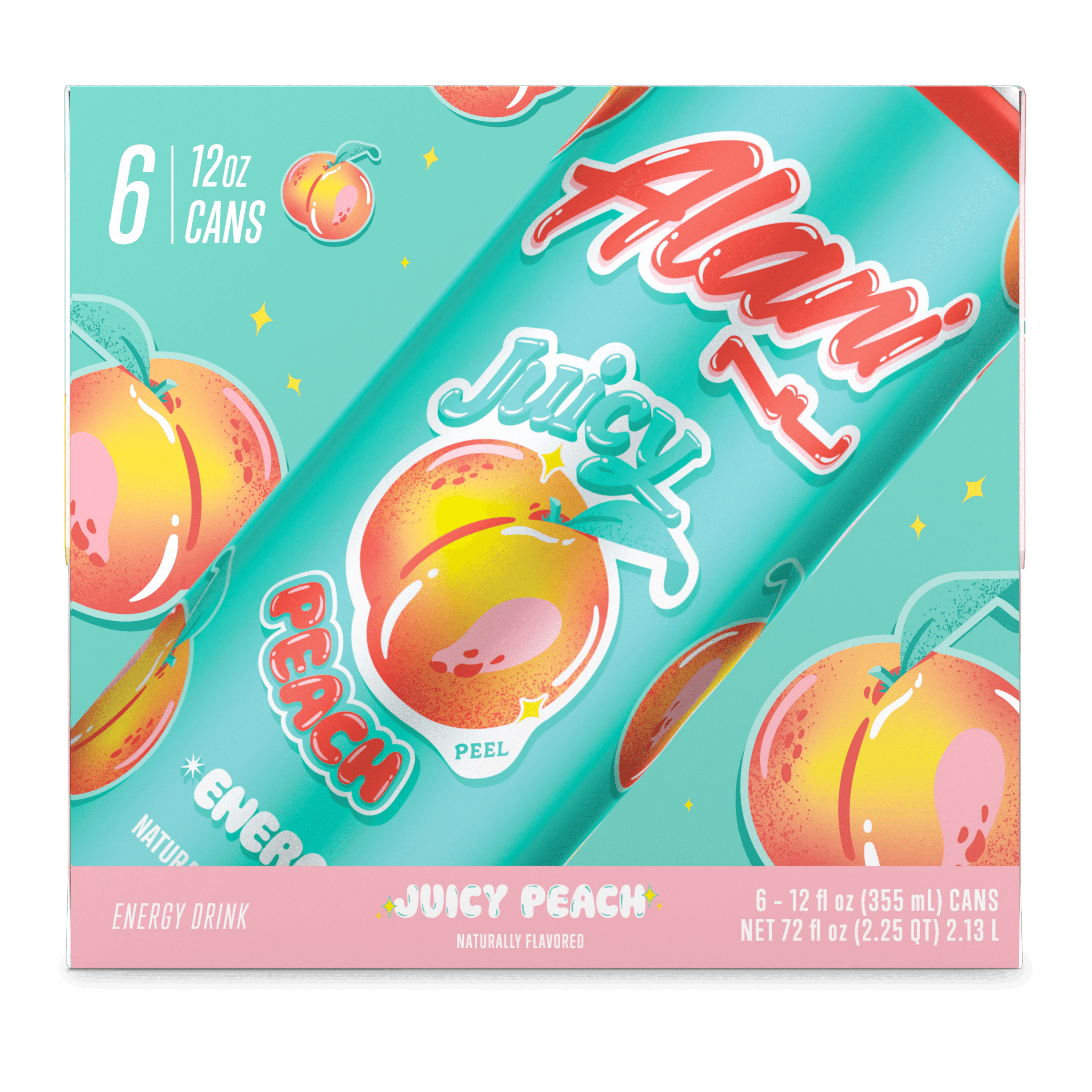 Energy Drink - Juicy Peach - 12oz Cans (6 Pack)