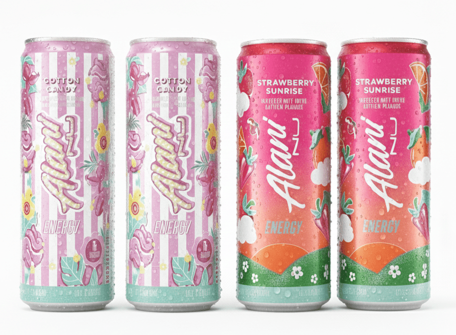 Energy Drinks Limited Addition Cotton Candy & Strawberry Sunrise Flavor Zero Suger, Low - Calorie, Energy Boost Drinks 12 oz (4 Pack)