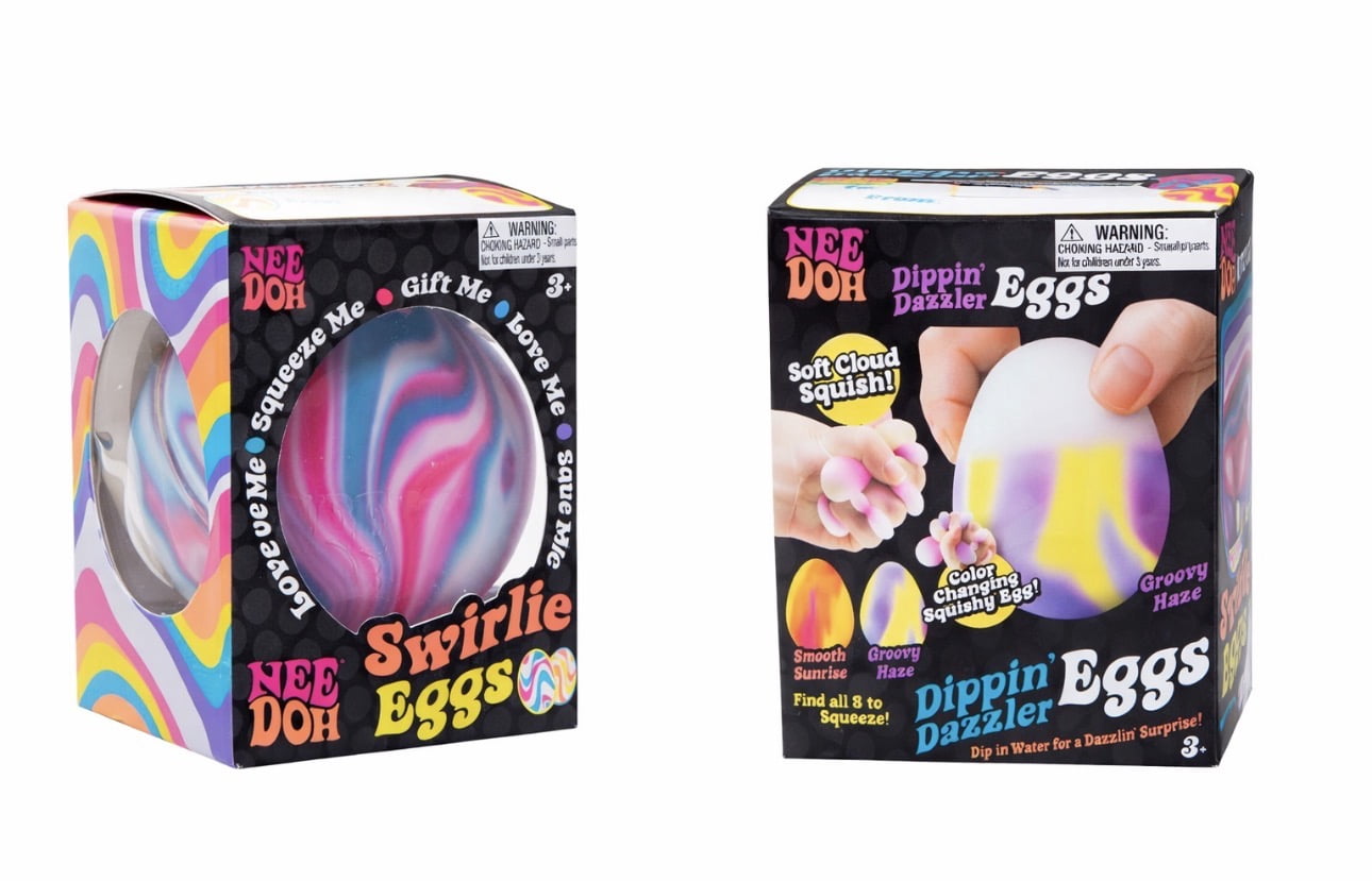 Swirlie Dippin' Dazzler Eggs Sensory Stress Color Changing Easter Stress Ball Set w/ Swirlie Egg, Dippin' Dazzler Egg, Assorted Colors (2 Piece)