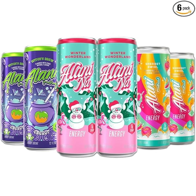 New Energy Drinks Witches Brew, Winter Wonderland, Sherbet Swirl Variety Pack Sugar-Free, Low-Calorie, Energy Boost Drink 12 fl oz (Pack of 6) Repackaged By * Repackaged By *