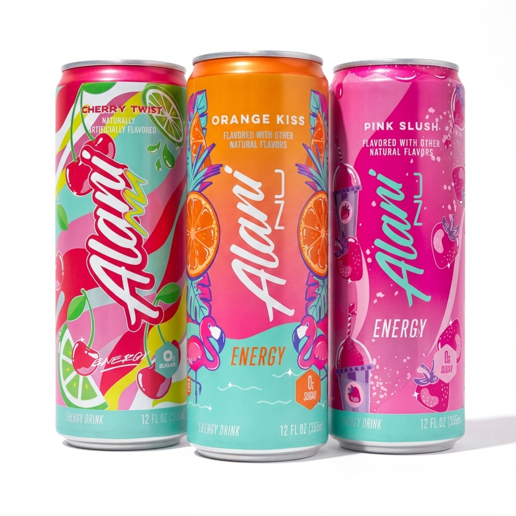 Sugar Free Energy Drink, Variety Pack, Pink Slush, Orange Kiss, Cherry Twist, 12 fl oz, (3 Pack)