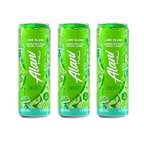 New Energy Drinks, Lime Slsuh - Limited Edition Flavor, Sugar-Free, Low-Calorie, Energy Boost Drink 12 fl oz (Pack of 3) Repackaged By *