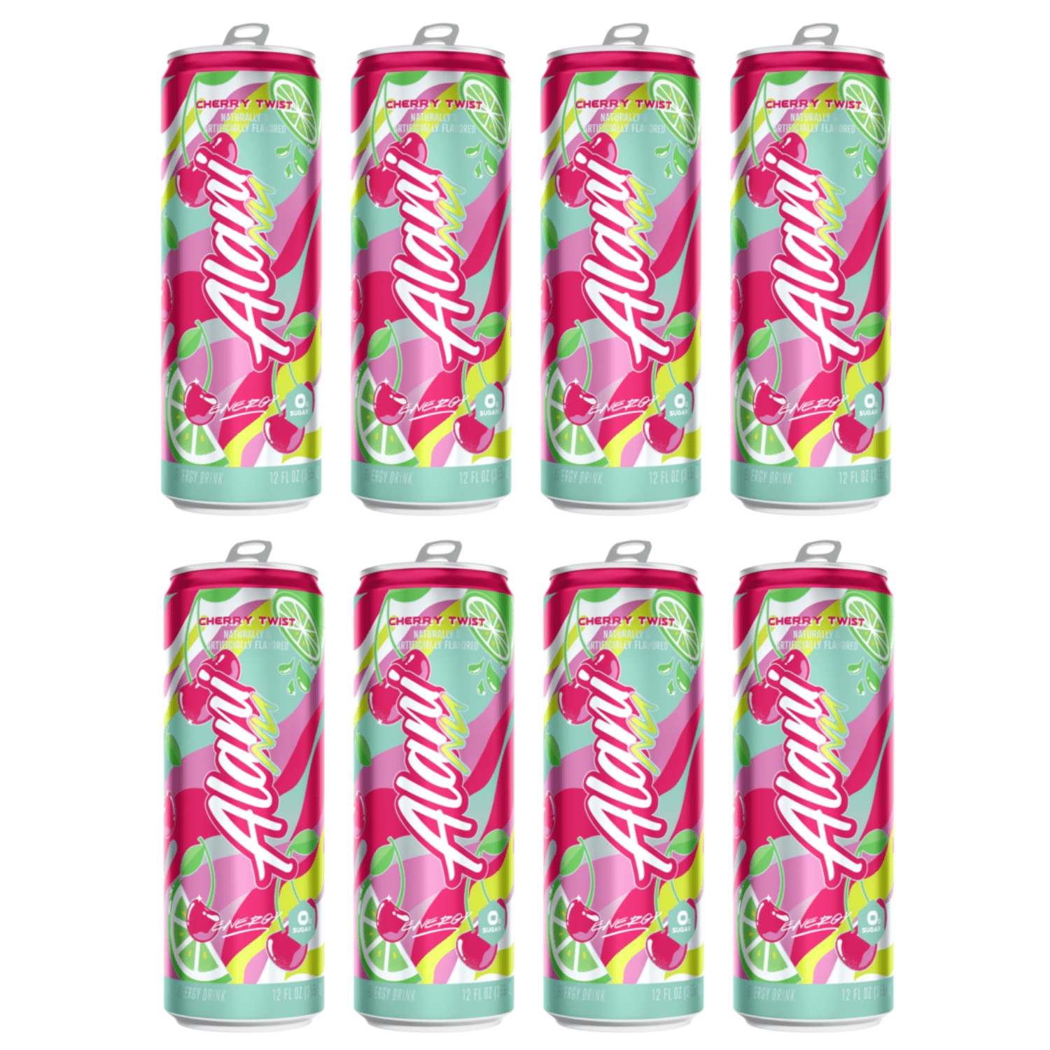 Energy Drink Cherry Twist Flavor 12 fl oz Cans, 8 Pack Low Calorie Sugar Free Energy Beverage