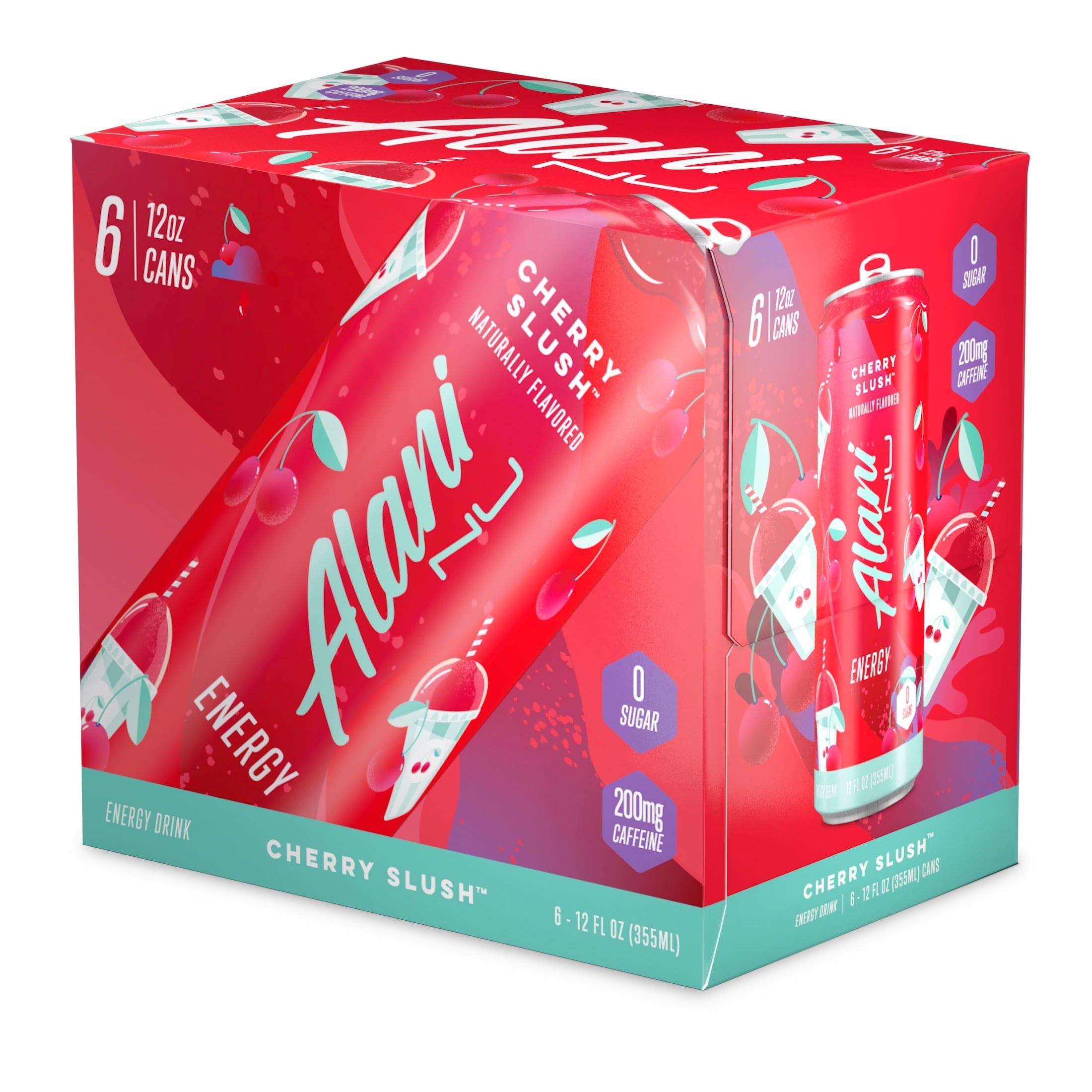 Energy Drink, Cherry Slush, 12 fl oz Cans (6 Pack)