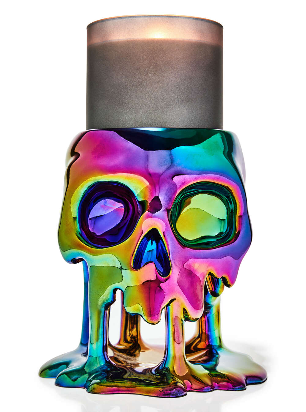 Dripping Skull Pedestal 3-Wick Candle Holder