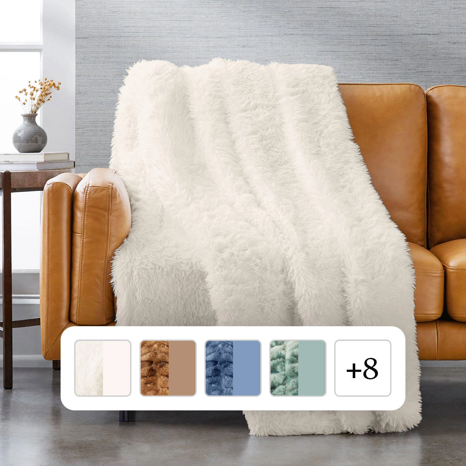 Member's Mark Faux Fur Throw 60'x70'- Ivory