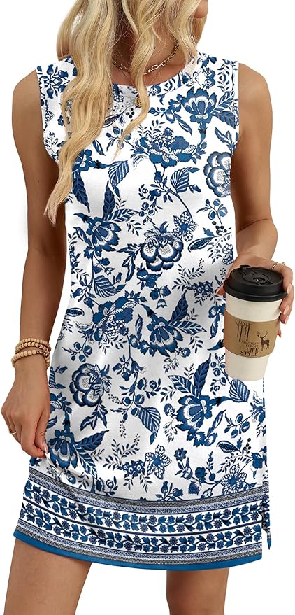 Blue Boho Print Mini Dress TH8 - Image 2