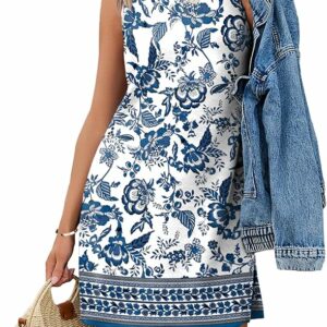 Blue Boho Print Mini Dress TH8