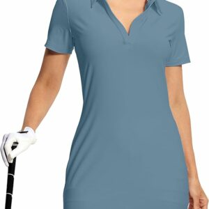 Blue V-Neck Short Sleeve Tennis Dress TH22