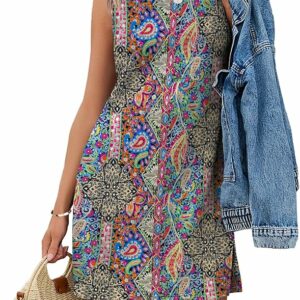 Crewneck Boho Print Summer Dress TH7