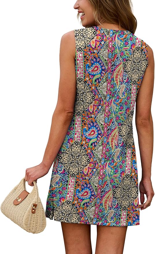 Crewneck Boho Print Summer Dress TH7 - Image 2