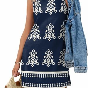 Floral Navy Blue Summer Dress TH6