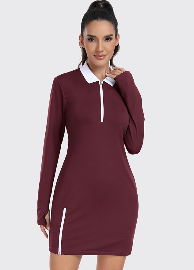 Long Sleeve Workout Athletic Dress TH19 - Image 2