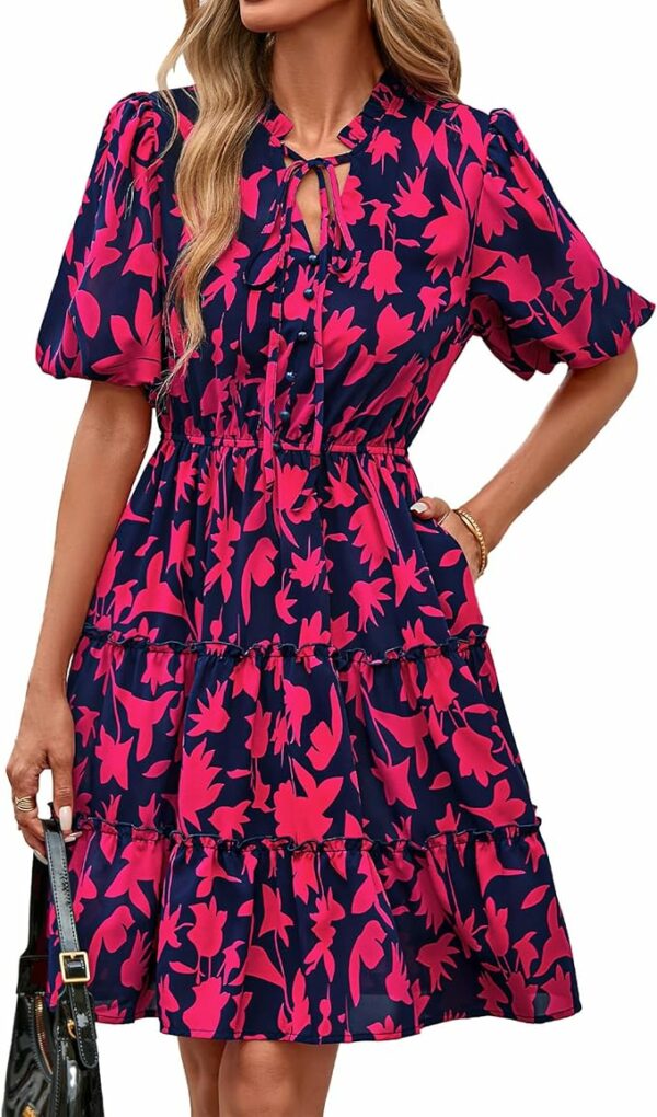 Rose Red Summer Floral Short Dress TH12