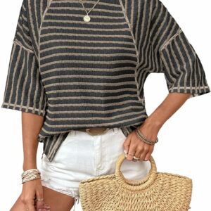 Striped Color Block Short Sleeve Top TH46